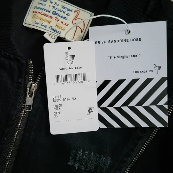 NWT Sandrine Rose Denim Bomber Jacket Slightly Distessed. - Picture 6 of 7